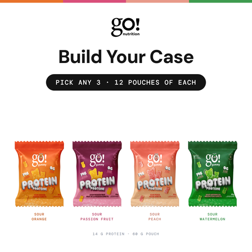 Go Nutrition - Build Your Case, Go Gummy Protein (3 × 12 pouches)