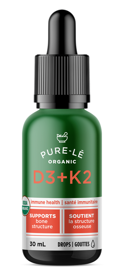 Pure-lē - Organic Vitamin D3 + K2 Drops (4 × 30 mL)